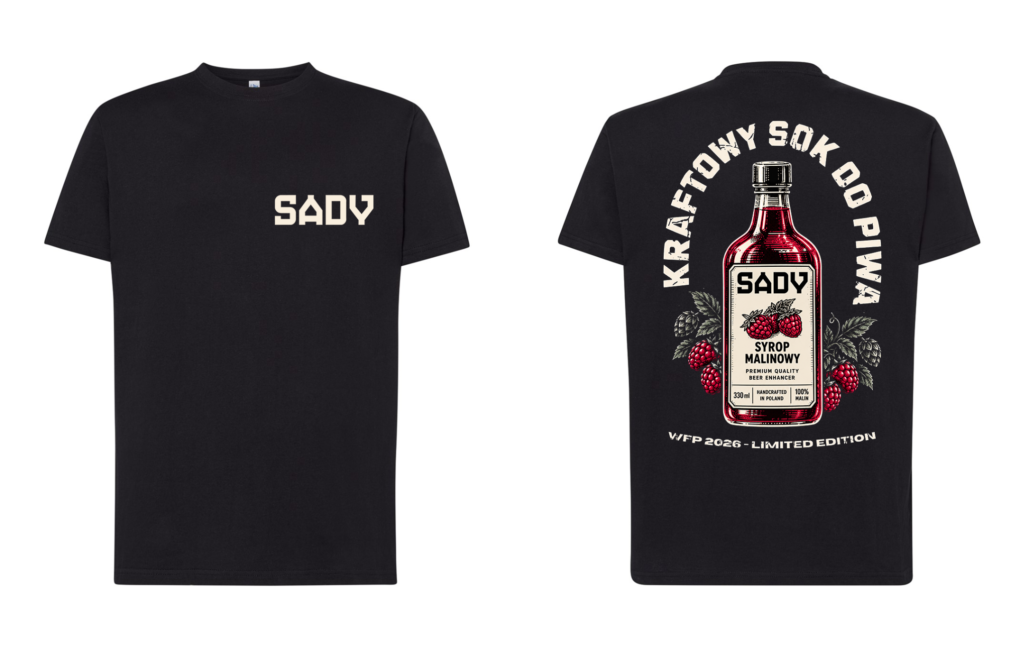 Projekt koszulki Browaru Sady przygotowany przez Rób Merch